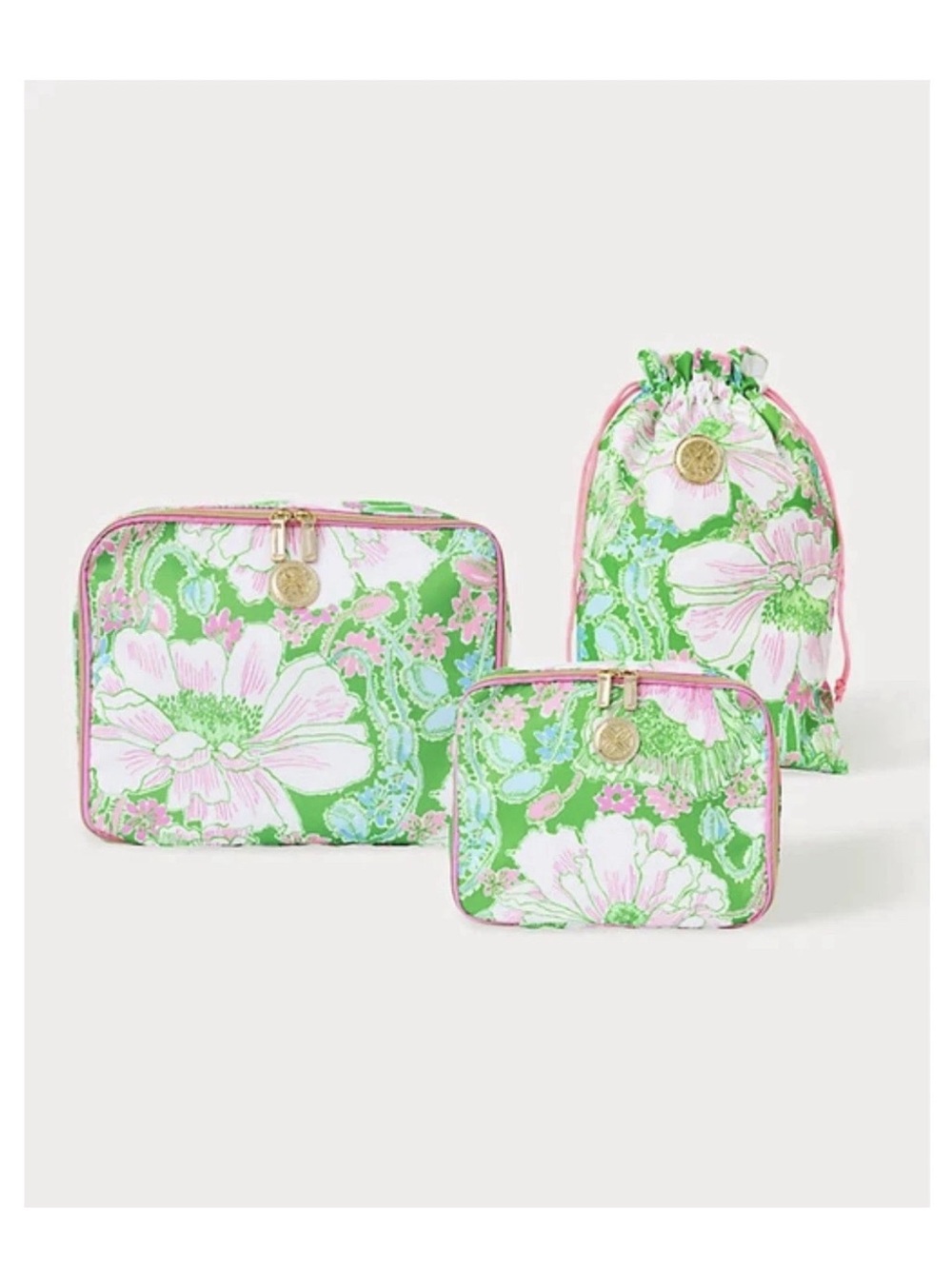 Lilly Pulitzer Packing Cubes & Shoe Bag In Pattern Putting Green Poppyland NEW